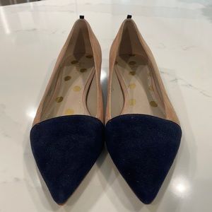 Boden flat suede shoes in Tan and Navy